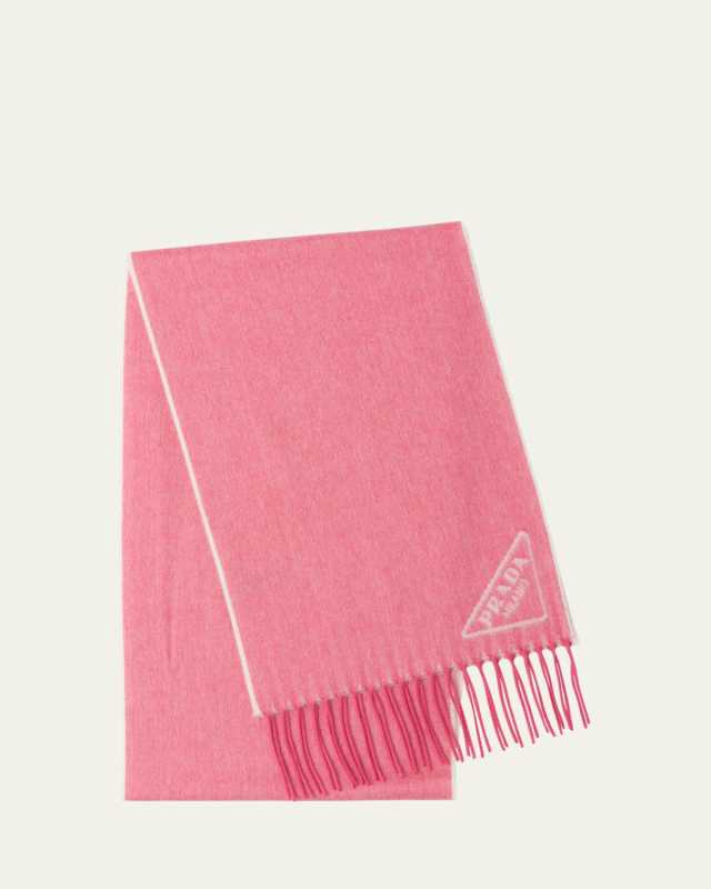 Triangle Logo Cashmere Fringe Scarf